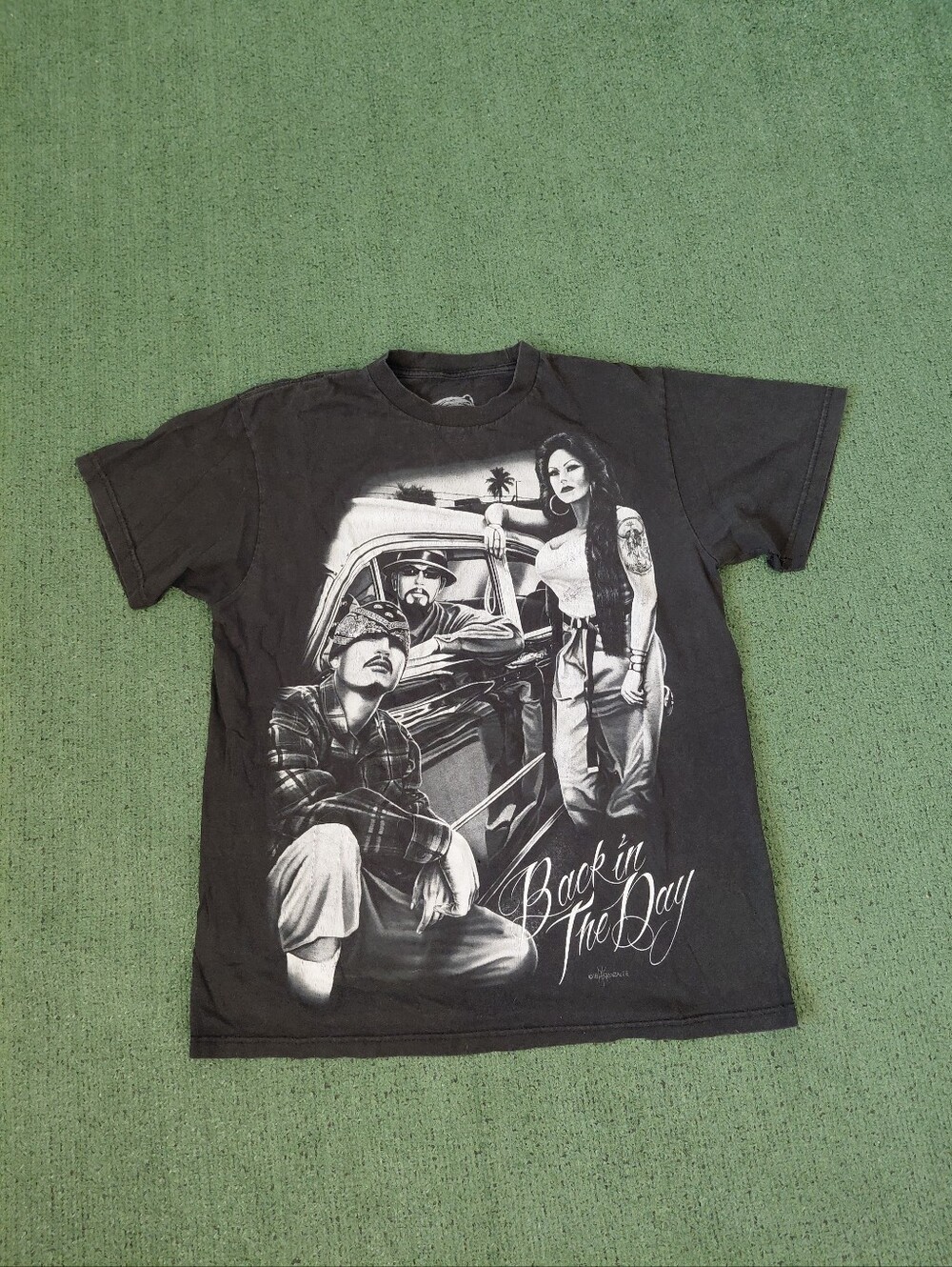 DGA Tees Back In The Day Chicano Graphic Streetwear Grizzly Bear Black T Shirt S